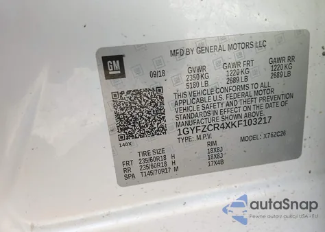 2019 Cadillac Xt4 Premium Luxury z USA, uszkodzony, nr VIN 1GYFZCR4XKF103217